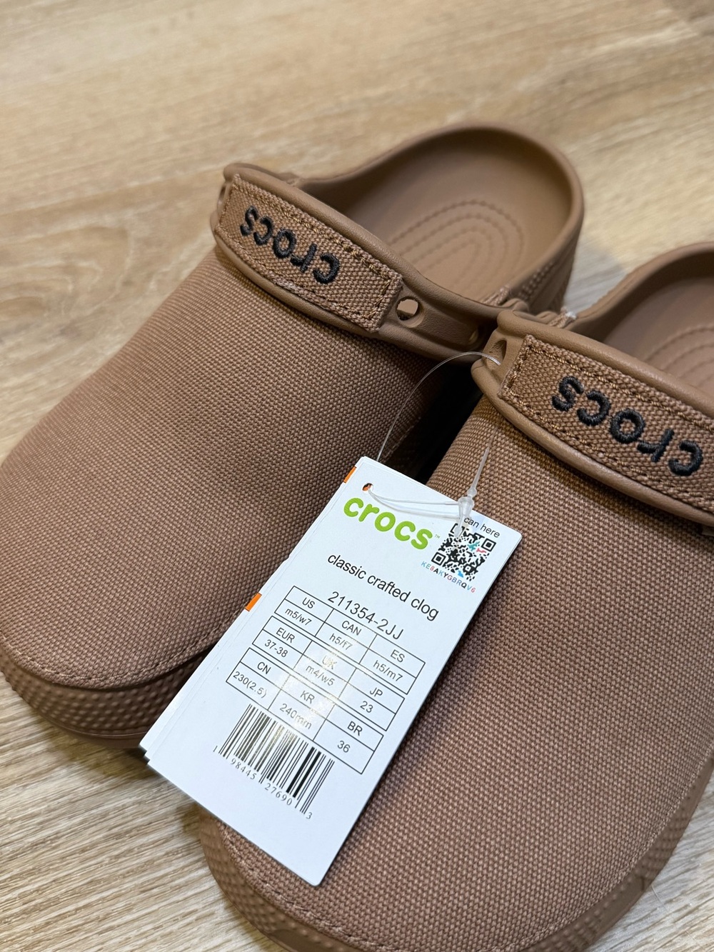 NWT Crocs Classic Crafted Clog Milk Chocolate Women's 7 Men's 5 - Picture 3 of 5